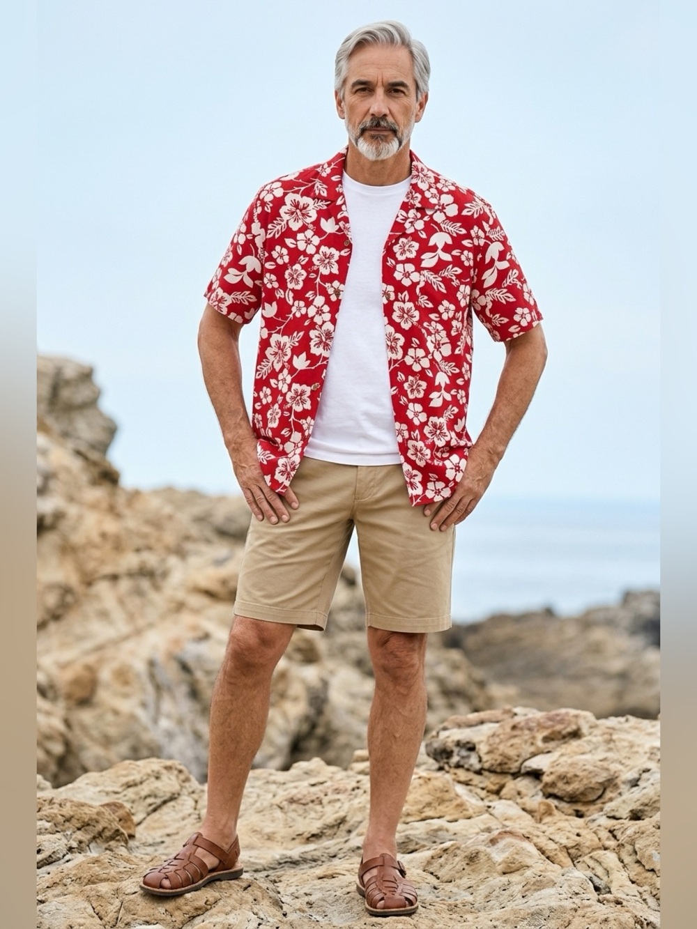 George 3XL (54-56) Floral Print Button Down Rayon GE Camp Shirt Hibiscus Print